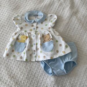 Vintage Carter's Matching Set - Frog, Duck, & Bear pattern - Size 0/3M